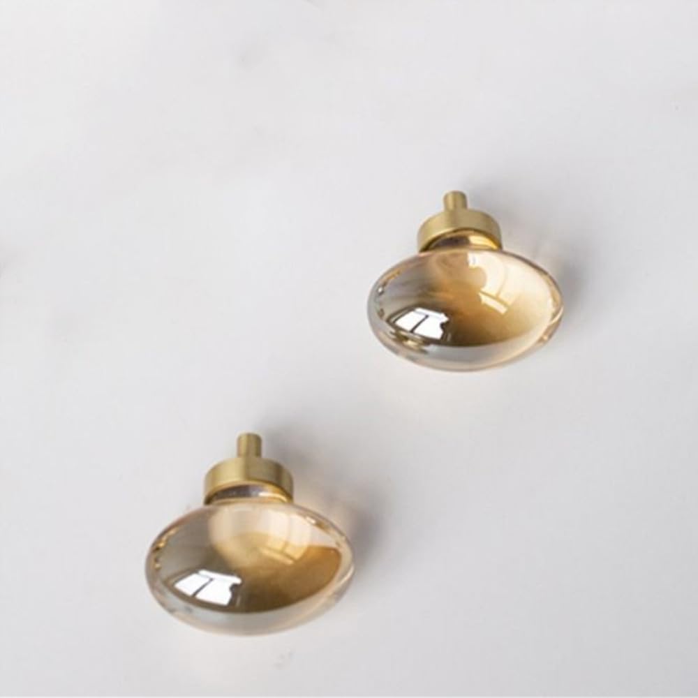 Leadigol 2Pcs Crystal Glass Furniture Knobs Alloy Base, Transparent Kitchen Cabinet Knobs Cupboard Wardrobe Drawer Pull Handles