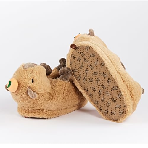 Image of Women's Animal Plush Slippers, Cute Cozy Fuzzy House Shoes Non-Slip Sole