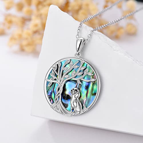 Toupop Dog Necklace Valentine's Day Gifts Sterling Silver Family Tree Of Life Dog Pendant Neckalce With Abalone Shell Birthday Jewelry Dog Lover Gifts For Women Girls Friend Mom #TOP3