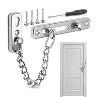 Door Chain Lock, Türkette Sicherheitsschloss, Edelstahl Türkettenschloss für Hotel, Familie, Innentüren, Fenster (silber)