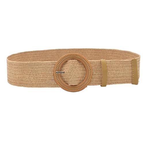 Braided Round Plastic Buckle Vintage Decorative Dress Knitted Belt for Skirts, High-Waisted Pants