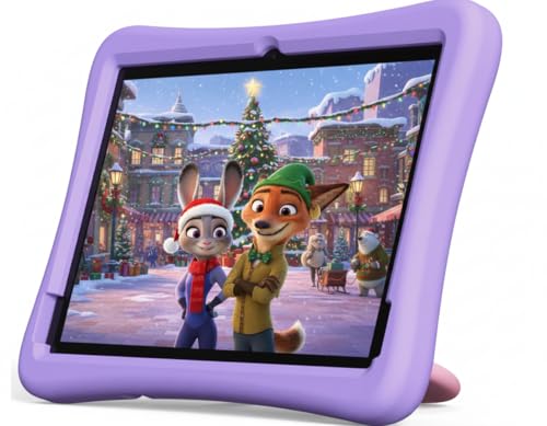 plimpton Kids Tablet 10 Inch - 2026 Toddler Tablet 4GB+64GB with Purple Case, Android 15, Octa-Core, WiFi + BT5.3, Preinstalled Google Kids Space & YouTube, Parental Control, Great Gift for Kids