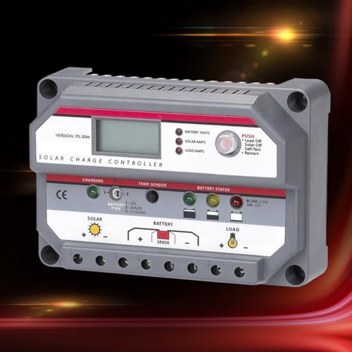 TreasureCave 30A PWM Solar Charge Controller Regulator With LCD Display, PS-32HQGPH449DXMJBS9T0D48 for 12/24V Systems