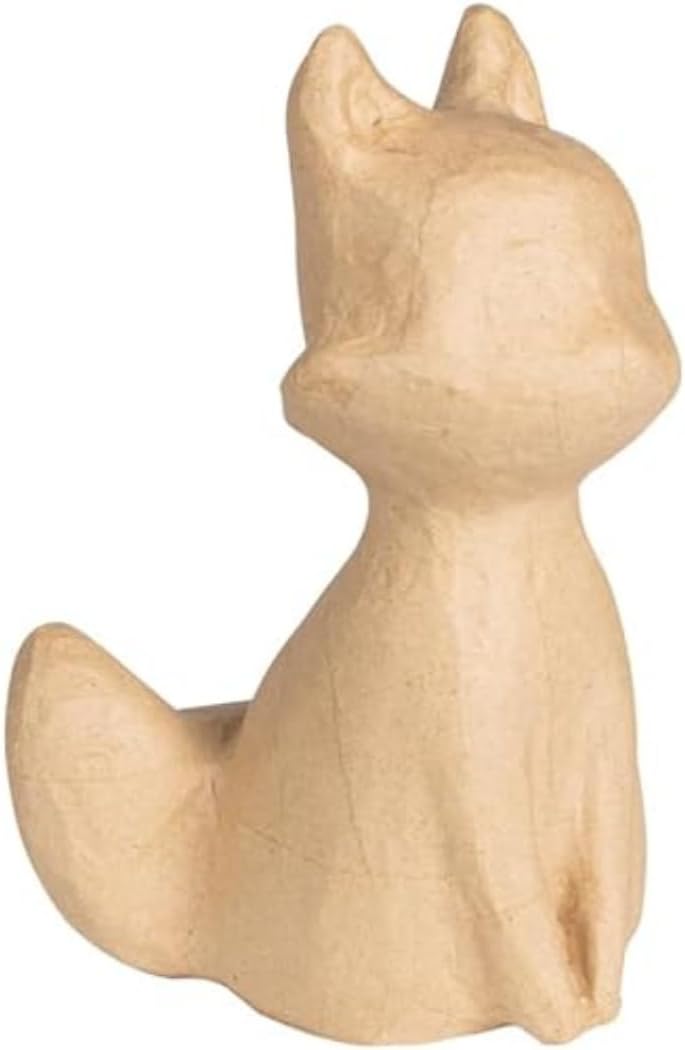 Décopatch SA236C - One Brown papier-mâché stand -Size: 14x11x20 cm, Fox - DIY - Customisable Décor - Completely Personalise - Creative + Leisure Activity