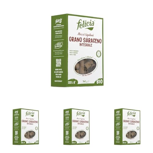 Felicia, Mezzi Rigatoni di Grano Saraceno Integrale, Ricca di Magnesio,