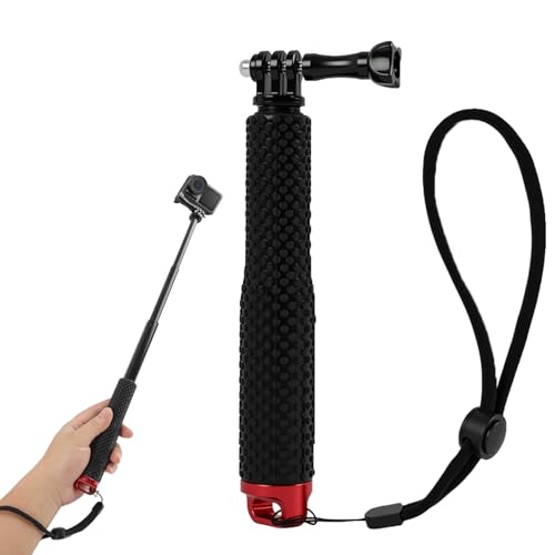 Perche Selfie Étanche 49cm Rouge, Tige Télescopique pour Caméra d'action, Compatible avec Hero 13/12/11/10/9/8, DJI Osmo Action 5 Pro/4/3, AKASO, Ace Pro, sous-Marine jusqu'à 10m