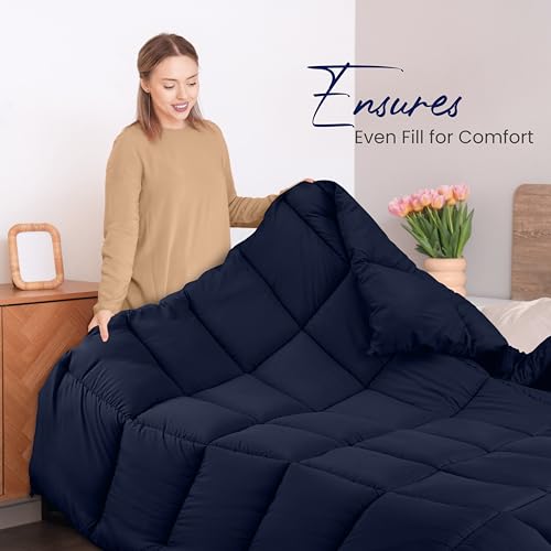 Utopia Bedding All Season 250 GSM Comforter - Plush Siliconized Fiberfill Comforter Twin - Box Stitched (Twin/Twin XL, Navy)