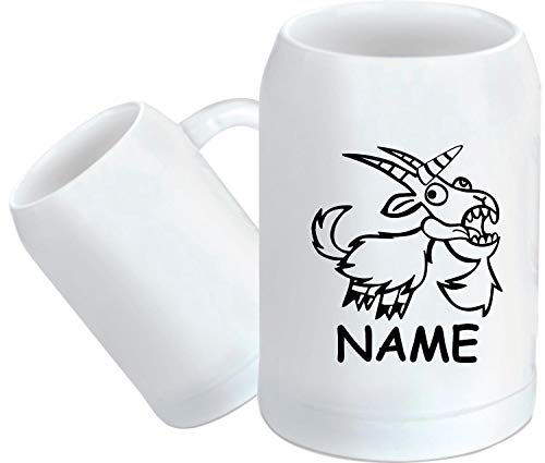 Shirtstown Chope à bière, animaux amusants avec nom au choix, chèvre licorne, licorne, chèvre, verre de bière, mesure, dicton logo animaux zoo naturel.
