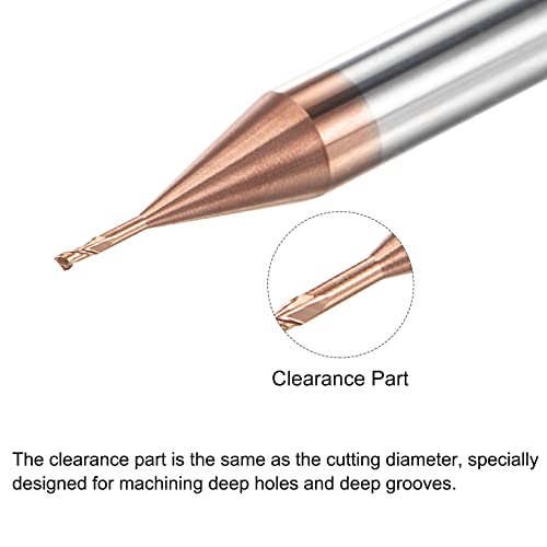 Image of uxcell Square Nose End Mill, 0.6mm Solid Carbide AlTiSin Coated Long Reach CNC Router Bits 2 Flutes Milling Cutter with Extended Neck, 3mm Cutting Length 4mm Shank
