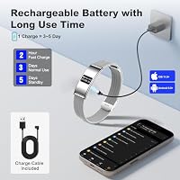 Fitness Tracker Smartwatch Damen Herren, 24H Herzfrequenz- und SPO₂-Monitor, Schlafmonitor, 20 Sportmodi, Schrittzähler, IP68 Wasserdicht, Smartwatch mit 2 Armbändern für Android iOS (Silber) – Ansicht 6
