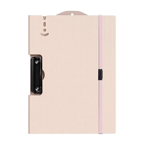 Image of oddpod Horizontal A4 Plastic Clipboard with Elastic Strap /Multi-Function Document Paper Storage File Folder with Outer Cover for Students & Professionals - Light Pink