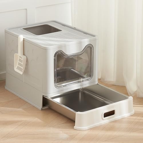 Caja de arena plegable para gatos Luqeeg, acero inoxidable miniatura 3