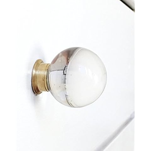 Lucite/Glass Brass Knob - Solid Glass and Brass Ball Knob Cover