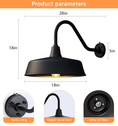 Lzwelcy 18" Large Outdoor Gooseneck Barn Lights, Dusk to Dawn, 2-Pack by Lzwelcy - Used condition - Image 2