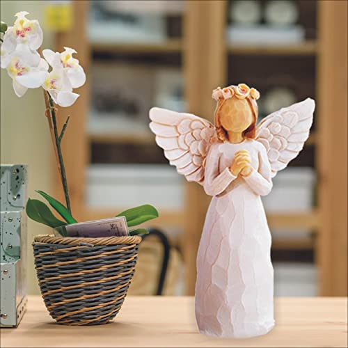 Figura Ángel Orando Decorativa de Resina Blanca miniatura 6