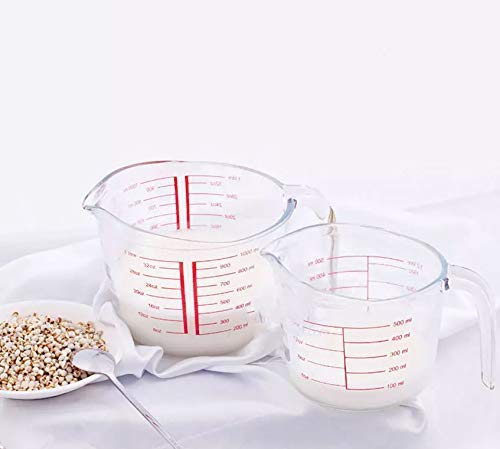 Image of Incrizma Glassware - Borosilicate Tempered Glass Measuring Cup /Jug 2 Pcs Set - 500 ml + 1000 ml