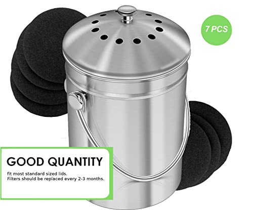 7 Pack Compost Bin Charcoal Filters Round Indoor Kitchen Compost Bucket Activated Charcoal Filters Replacements Sheets (6.7 Inch) #TOP7