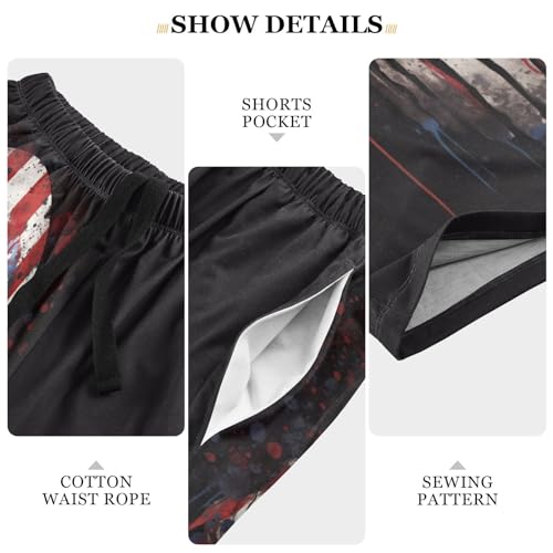 Men's Pajama Shorts Black Pajama Sleep Bottoms Casual with Pockets M 20324197 5