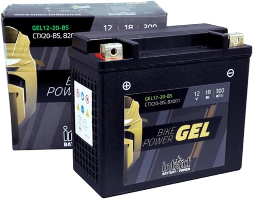 intAct - GEL MOTORRADBATTERIE Bike-Power GEL12-20-BS. Ersetzt YTX20-BS GYZ20H. Motorradbatterie 12V 18Ah 300A. Maße: 175x87x155mm. Mit bis zu 30% mehr Startleistung.