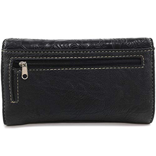 Zelris Turquoise Rhinestone Cross Western Women Crossbody Wrist Trifold Wallet (Black)4