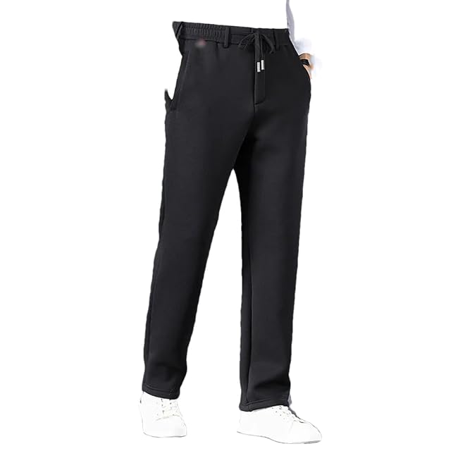 Rfmfkkg Men Thicken Sweatpants Fleece Elastic Waistband Sports Solid Color Casual Pants Trousers