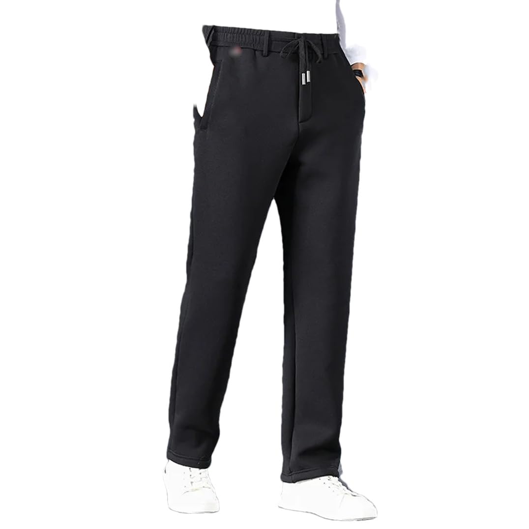 Rfmfkkg Men Thicken Sweatpants Fleece Elastic Waistband Sports Solid Color Casual Pants Trousers