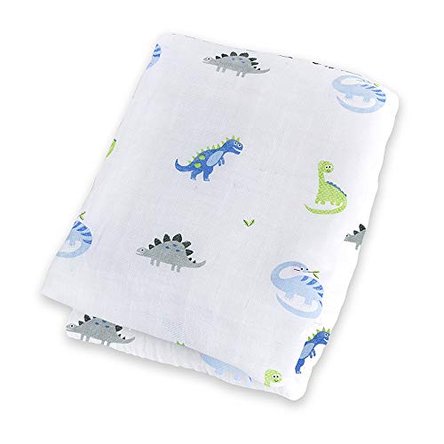 lulujo Muslin Cotton Swaddling Blanket - Prehistoric Pals by lulujo