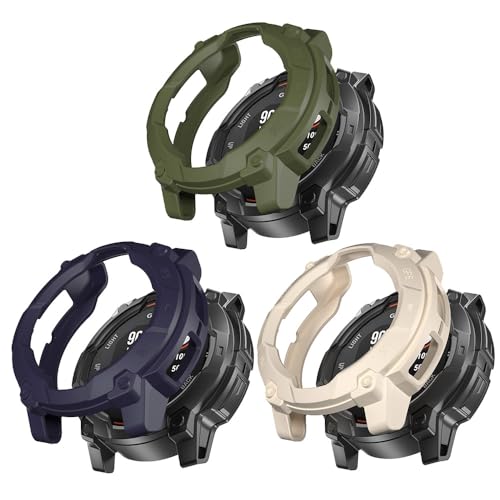 Fundas para Garmin Instinct 3 AMOLED de 45 mm/50 mm, Pack de 3 Protector de Pantalla TPU Flexible, Protector de pantalla TPU resistente a los arañazos (ámbar/verde/azul, Garmin Instinct 3 45 mm