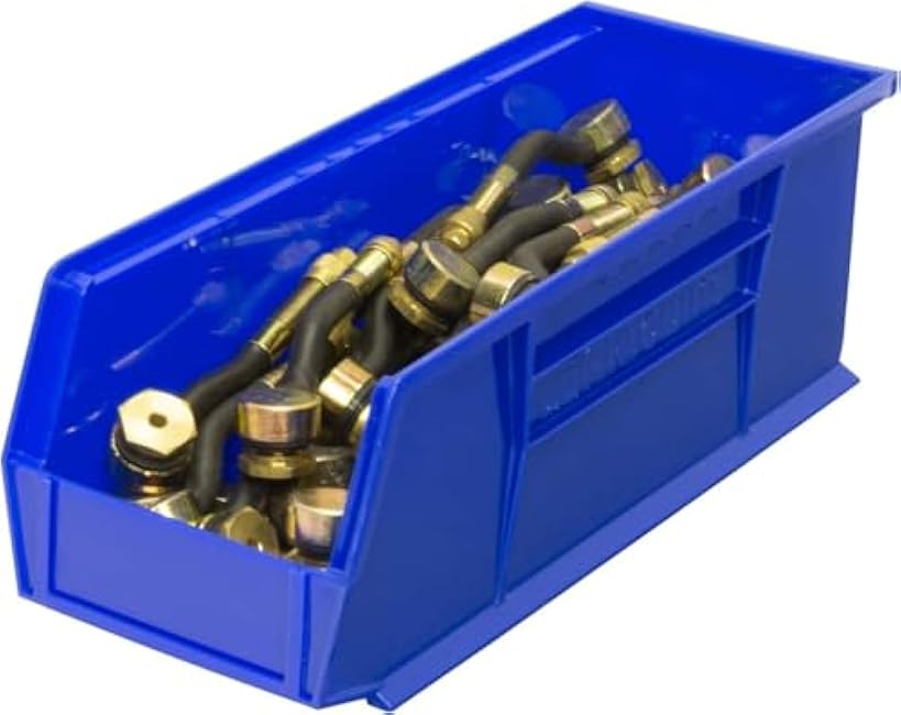 Akro-Mils 30234 AkroBins Plastic Storage Bins, Space-Saving Stackable Bins for Garage, Pantry, Craft Organization, 15 x 5 x 5, Blue, 12-Pack