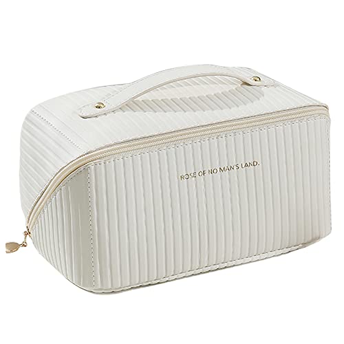 Large Capacity Waterproof Cosmetic Bag,Cream Toast Makeup Bags,Travel Cosmetic Bags,High Appearance Level Portable Toiletry Organizer Bag for Women and Girls(Orange) Romance orange