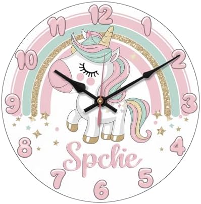 Personalized Unicorn Wall Clock for Girls, Nursery Wall Clock for...
