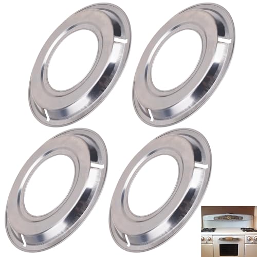4 Pack 5303131115, 540T014P01, RGP 300 Round Range Gas Stove Drip Pans Replacement Part Compatible With Frigidaire Tappan Range Stove Gas -Diameter 8.25”, Center hole 4.0”