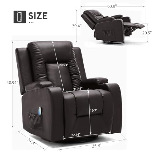 Sillón reclinable ergonómico un cuerpo color cuero miniatura 2