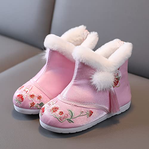 First Walking Boots Baby Children Shoes Girl Winter Cotton Boots Vintage Embroidered Cloth Boots Plush Inside Shoes3