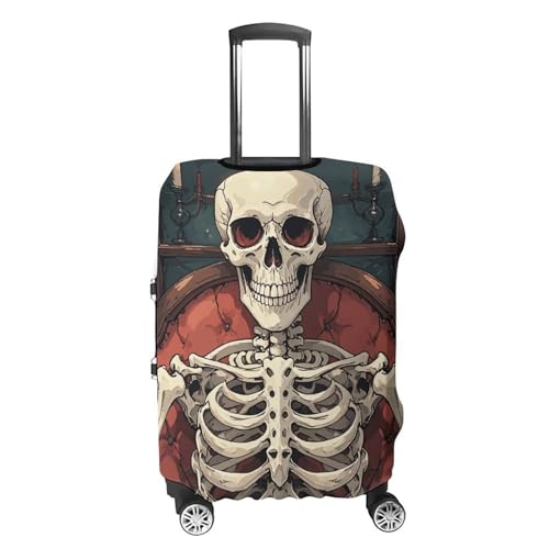 Skeleton Reading Luggage Cover, Washable Elastic Suitcase Cover Protector Fit 18-32 Inch Luggage4
