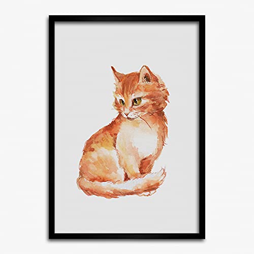 Cadre en bois moderne 50x70 cm chat rouge Tulup tableau chic