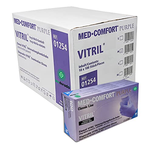 1000 guantes desechables de nitrilo, en caja dispensadora, color morado, talla S Cover
