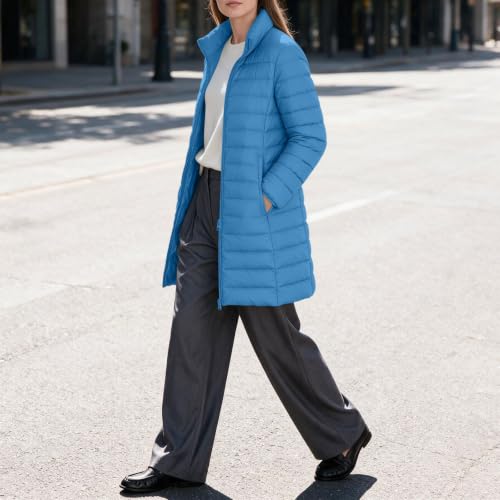 fartey Womens Winter Coats Long Quilted Puffer Jacket Zip Up Warm Outerwear - image 5