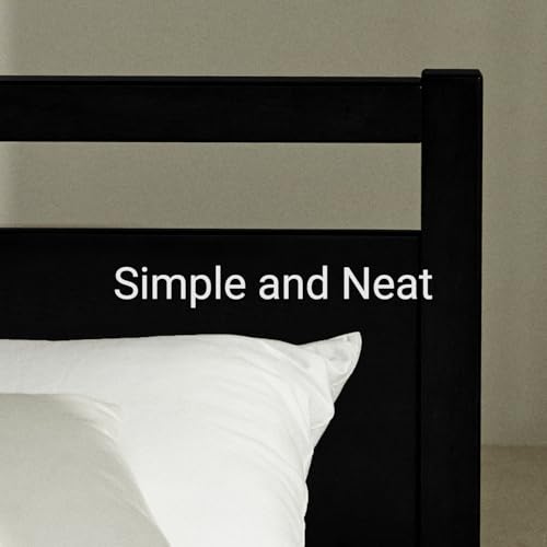 Image of LIFEMENT Signature Wood Platform Bed Frame with Headboard, Essential, Noise Free, Under Bed Storage, No Box Spring Needed, Easy Assembly (Black, Queen (U.S. Standard))