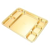 SOLUSTRE 1Stück Geteilte Servierplatte Fächer für Snacks Goldene Lebensmittelaufbewahrung für Bbq und Buffet Hochwertige und Praktische Abteiltellerplatte