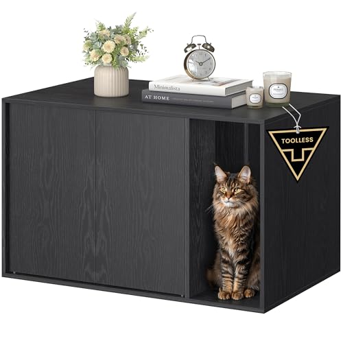 SONGMICS HOME Katzenklo Schrank, superschnelle werkzeuglose Montage...