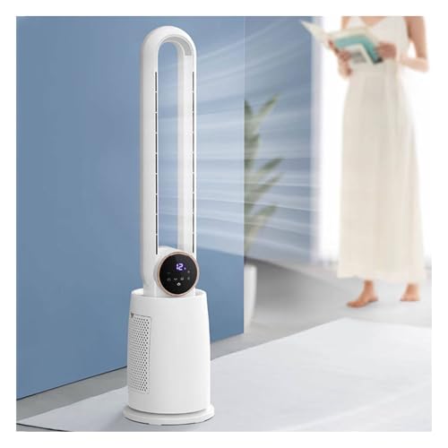 Ventilador de torre sin aspas con filtro de aire, control remoto, 12 velocidades, temporizador de 12 horas y luz nocturna para el hogar, dormitorio u oficina