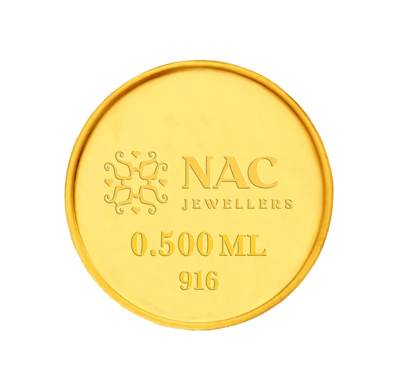 NAC JEWELLERS Yellow Pure Gold Coin 22k (916) 0.5 gram | Gold Coin 22k (916) 0.5 gm| BIS hallmarked | Secured package (B0C2KPY6MX) Amazon Price History, Amazon Price Tracker