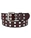 NYFASHION101 Solid Rich Fashion Color Double Grommet Belt, Brown, Lg