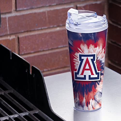Image of Rico Industries NCAA Glitter 24oz Acrylic Glitter Tumbler with Hinged Lid, Officially Licensed Double Wall Tumbler with Straw