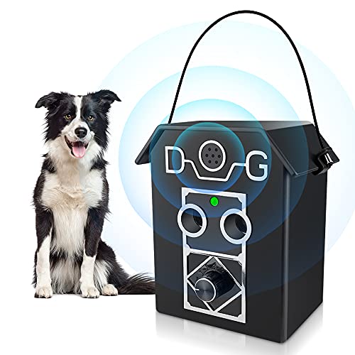 Anti Barking Device, Waterproof Anti Dog Barking Device with 4 Adjustable Modes, Stop Barking Device with 2 Ultrasonic Sound Speakers, Stop Dog Barking for Indoor/Outdoor - Black