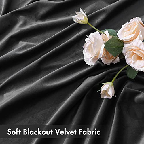 Image of MIULEE Black Blackout Velvet Curtains Drapes 72 Inch Long 52 inchx72 inch Bedroom | Luxurious Bedroom Living Room Decor, Room Darkening, Thermal Insulated, Rod Pocket Design, Super Soft Fabric