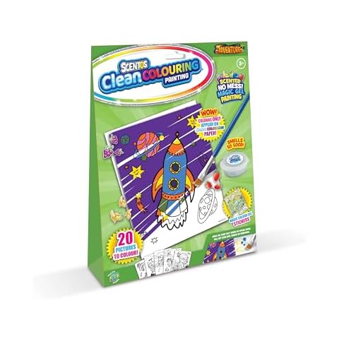 Scentos CleanColouring™ Magic Gel Painting Adventure Set Mess Free Scented Painting Fun for Boys and Girls Free from Mess Scented Magic Gel Paint CleanColouring Paper with included paintbrush Cover