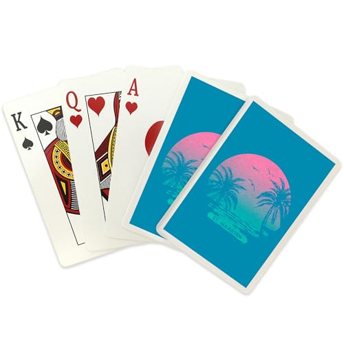 Lantern Press St Maarten, Sunset y Palmeras, 52 Naipes Poker miniatura 2