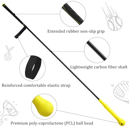 DeeHai Baseball Hitting Stick,Batting Practice Equipment for Baseball and Softball,Extended Handlebar with Grip Strap,Ideal One-on-One Baseball Training Equipment,52